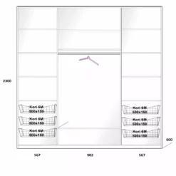 Lakeus Design Oy LAKEUS DESIGN Liukuovikaappi Mittatilauksena 210 X 60 X 230 Cm -Myynti Säilytyskalusteet 445166 Lakeus komero 10 sisusta