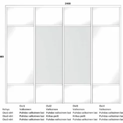 Lakeus Design Oy LAKEUS DESIGN Liukuovikaappi Mittatilauksena 250 X 60 X 240 Cm -Myynti Säilytyskalusteet 445690 Lakeus komero 4 5 ovipiirros