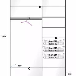 Lakeus Design Oy LAKEUS DESIGN Liukuovikaappi Mittatilauksena 140 X 60 X 250 Cm -Myynti Säilytyskalusteet 693024 Lakeus komero 13 sisusta