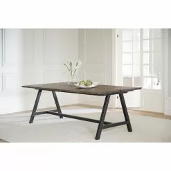 Rowico AB CARRADALE Ruokapöytä 220 X 100 Cm Metallijaloilla -Myynti Säilytyskalusteet Carradale ruokapoyta savutammi musta 120341 miljoo