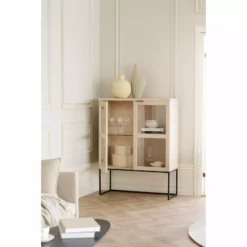 Rowico AB EVERETT Vitriini 95 Cm Matala -Myynti Säilytyskalusteet Everett kaappi kuultovalko miljoo