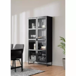 Rowico AB EVERETT Vitriini 95 Cm Korkea -Myynti Säilytyskalusteet Everett vitriini korkea musta miljoo