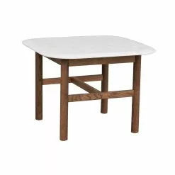 Rowico AB HAMMOND Sohvapöytä 62 X 62 Cm Marmorikannella -Myynti Säilytyskalusteet Hammond sohvapoyta 62 valk.marmori ruskeatammi 120597 1