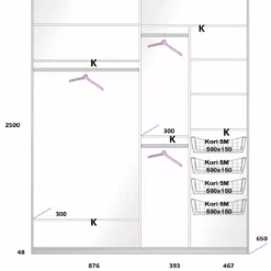 Lakeus Design Oy LAKEUS DESIGN Liukuovikaappi Mittatilauksena 180 X 65 X 250 Cm -Myynti Säilytyskalusteet Lakeus komero 14 sisusta