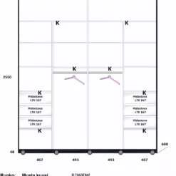 Lakeus Design Oy LAKEUS DESIGN Liukuovikaappi Mittatilauksena 200 X 60 X 255 Cm -Myynti Säilytyskalusteet Lakeus komero 16 sisusta