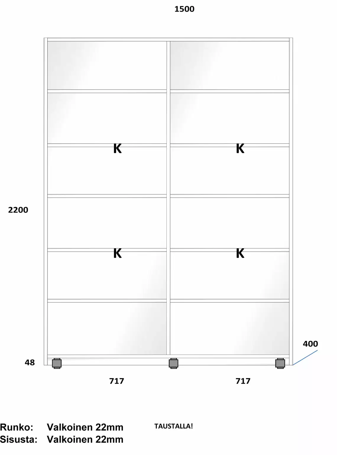 Lakeus Design Oy LAKEUS DESIGN Liukuovikaappi Mittatilauksena 150 X 40 X 220 Cm 3 Lakeus Design Oy LAKEUS DESIGN Liukuovikaappi Mittatilauksena 150 X 40 X 220 Cm - Image 3