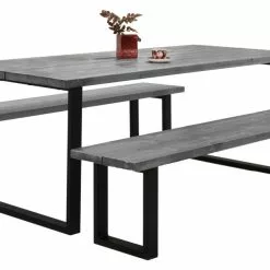 Vilbel Ou VENLA 6 Hengen Penkkiryhmä Lankkupöydällä Ja Suorilla Metallijaloilla 6 Vilbel Ou VENLA 6 Hengen Penkkiryhmä Lankkupöydällä Ja Suorilla Metallijaloilla -Myynti Säilytyskalusteet Nauvo ryhma 200 harmaa musta