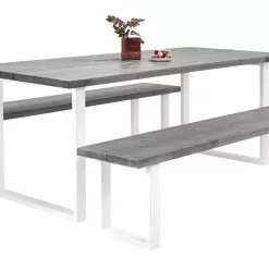 Vilbel Ou VENLA 6 Hengen Penkkiryhmä Lankkupöydällä Ja Suorilla Metallijaloilla 7 Vilbel Ou VENLA 6 Hengen Penkkiryhmä Lankkupöydällä Ja Suorilla Metallijaloilla -Myynti Säilytyskalusteet Nauvo ryhma 200 harmaa valk