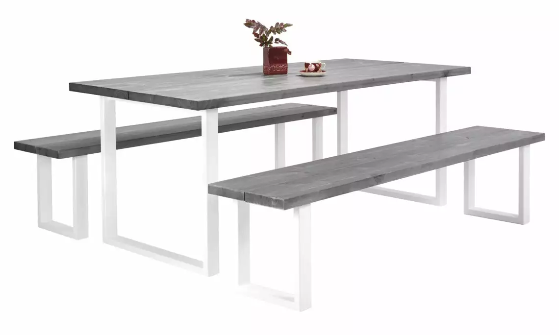 Vilbel Ou VENLA 6 Hengen Penkkiryhmä Lankkupöydällä Ja Suorilla Metallijaloilla 4 Vilbel Ou VENLA 6 Hengen Penkkiryhmä Lankkupöydällä Ja Suorilla Metallijaloilla - Image 4