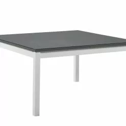 Pohjanmaan Kaluste Oy PETRA Ruokapöytä Neliö -Myynti Säilytyskalusteet Petra poyta 140x140 valk harmaa lasikannella 71eb0249 8c0e 4d0a b11f 80720b5358f7