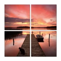 Kuvankaunis Sisustus Oy KISSA LAITURILLA Sisustustaulut 4 X 50*50 Cm